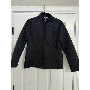 Disneyland Quilted Jacket Women's Small Black Mickey Mouse Full Zip Disney Lined